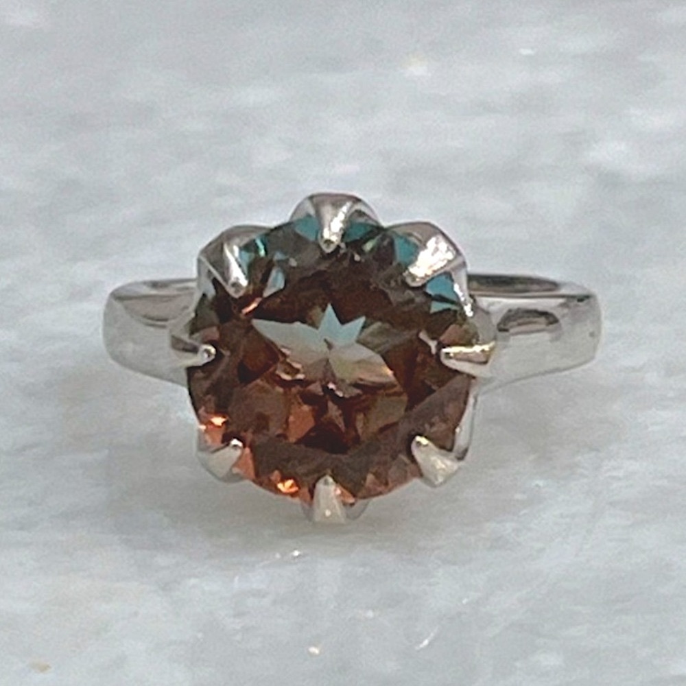 Aqua Terra Costa Quartz Sterling Silver Ring Sz 8